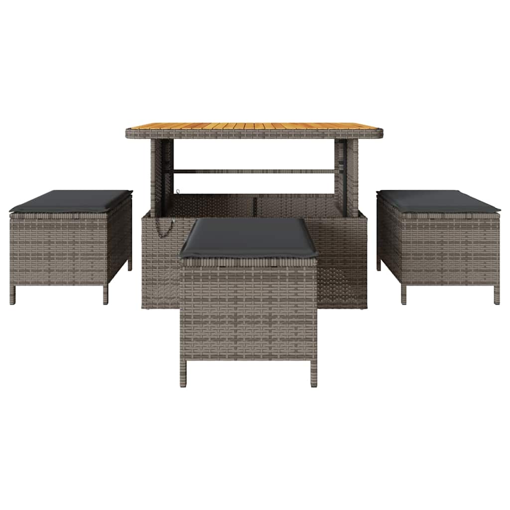 Garden Dining Set Gray Poly Rattan
