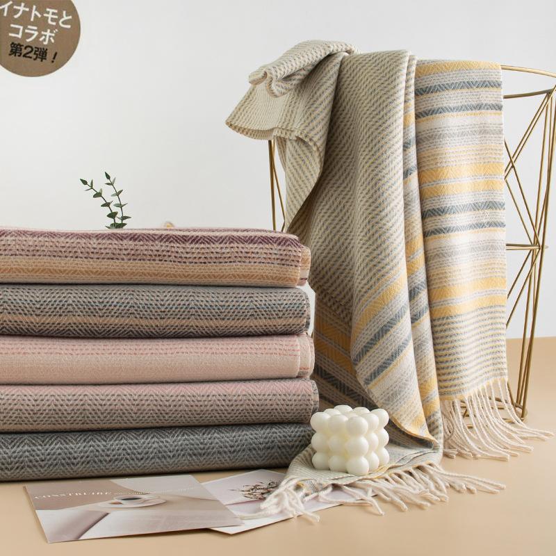 Korean Style Imitation Cashmere Plaid Warm Shawl Scarf Unisex Fashion Commuting Tassel Scarf
