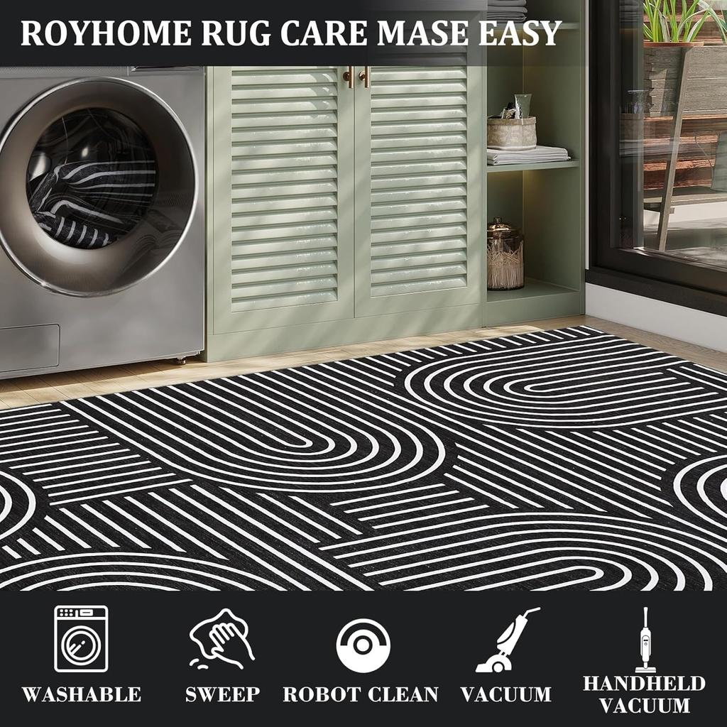 Geometric Lines Hallway Carpets Living Room Carpet Non-Slip Washable Rug Soft Sofa Coffee Table Floor Mat for Kitchen Tapis