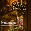 Christmas Parachute Light with Santa Claus 8 Mode Hanging Xmas Lamp for Roof Eave Porch Balcony Fence Tree Home Room Decor Light