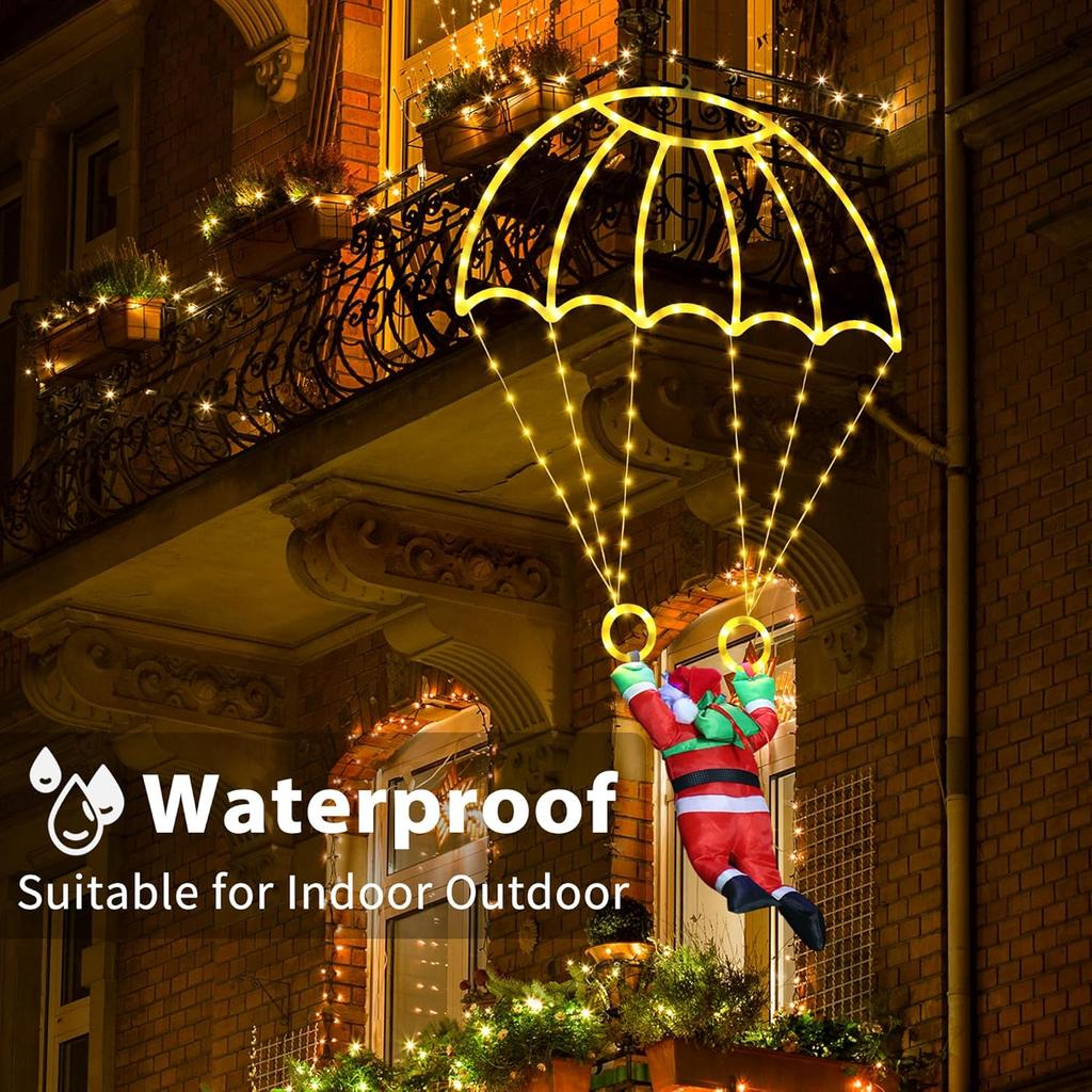 Christmas Light DIY Parachute Santa Claus Light Outdoor Waterproof Lamp for Porch Garden Party Home Christmas Tree Decor