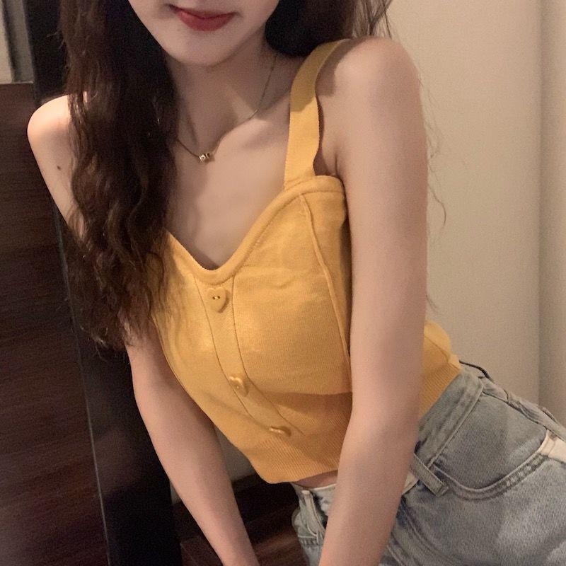 Knit Camisole with Hollow Design – Versatile Sleeveless Top for Women