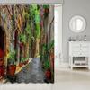 Waterproof Boho Mediterranean Street View Shower Curtain European Italian Rustic Garden Bathroom Decor Tropical Alley Shower Lin