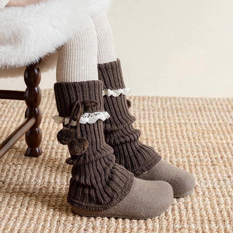 Stiefel Shang Baumwolle Kinder Socken Überzug Niedliche Kugel Schleife Lolita Spitze Stulpen Koreanische Mädchen Beinstulpen