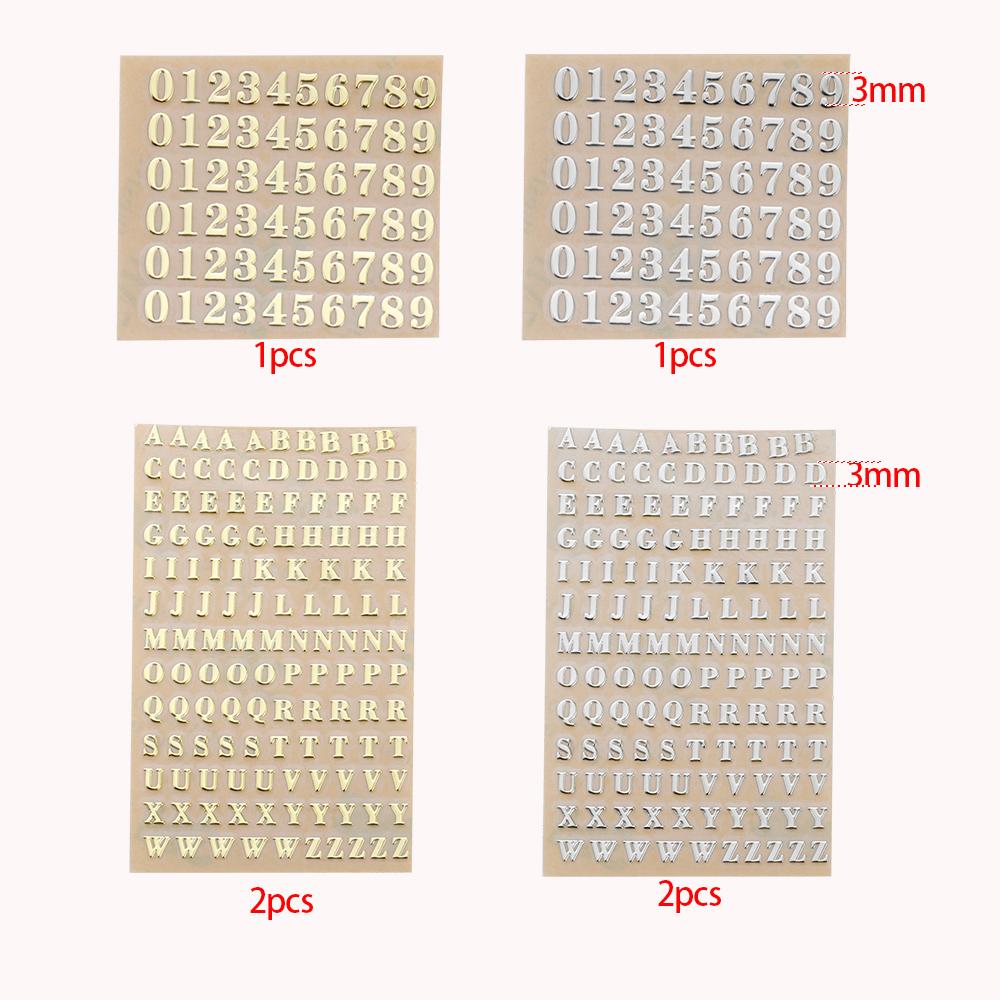 Adesivi Decorativi Lettere Alfabeto Numeri 2-9mm Riempitivo Resina Epossidica Oro Argento Per Stampi in Silicone Fai da Te Riempimenti per Artigianato