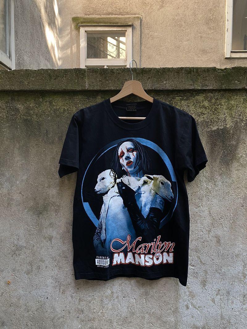 90 Marilyn Manson Rock Band Black Short Sleeve Unisex Tshirt S5XL KH5916 XL