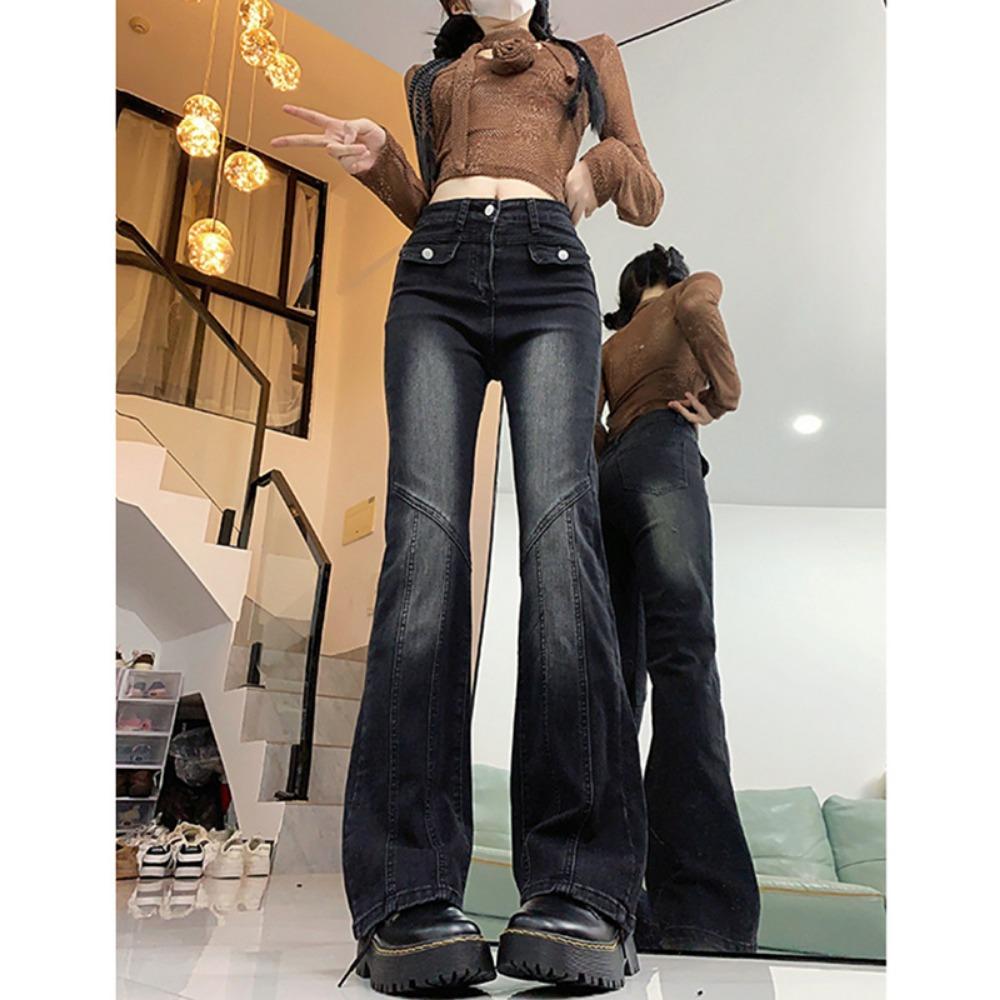 

Персонализированные уличные микро-пулл джинсы женские весенне-осенние новые с высокой посадкой дизайн джинсы-подковы рог прилив XL