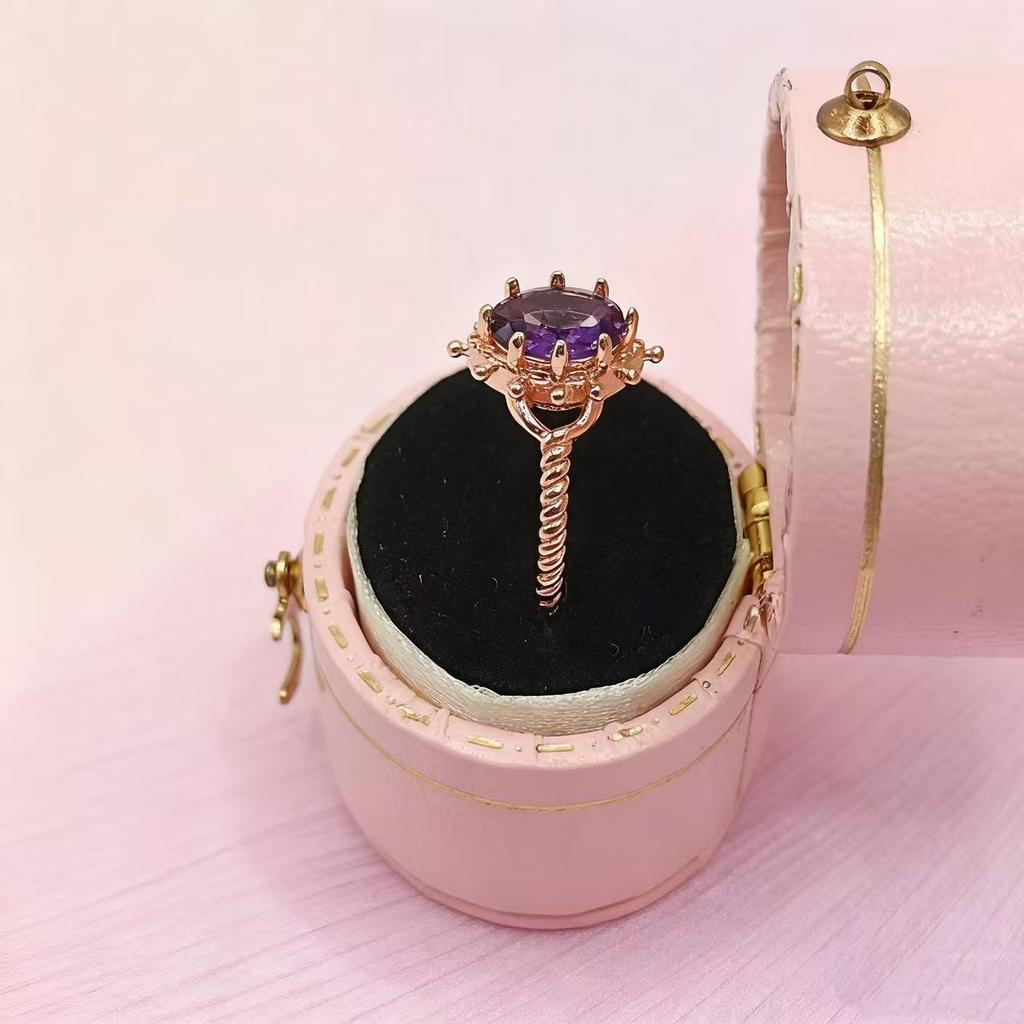 Feigong Court-Style Rose Gold Ring with Violet Zirconia - Women's Exquisite Niche Luxury Jewelry