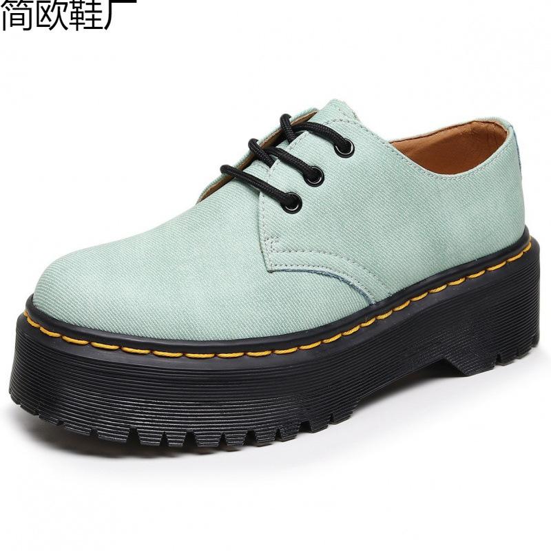 

Martin boot hole small leather shoes women s low-top, genuine leather British round head casual student muffin bottom short boots 47