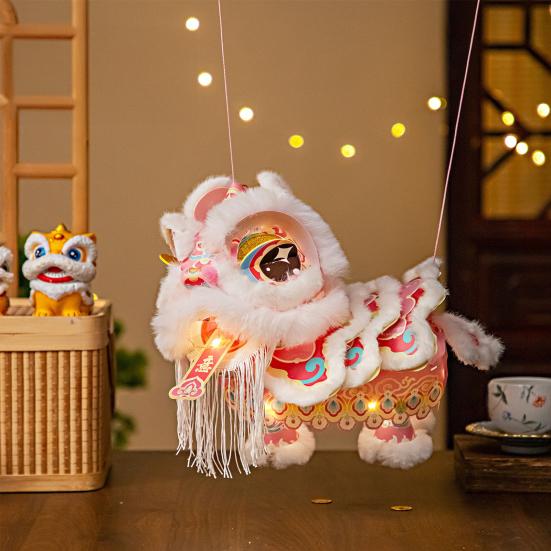 Traditional Chinese Lion Dance Lantern DIY Hand-held Paper Lantern Spring Festival Gifts for Chinese New Year Home Decoration