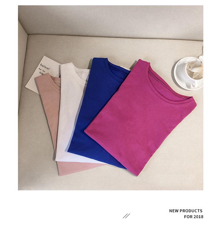 Women's Candy Color Summer T-Shirt - 2019 Korean Style Loose Short Sleeve