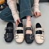 2026 Female Loafers Retro Belt One-Row Buckle Round Head Single Shoes for Women Low Heel Casual Daily Cool Trend Women Shoes