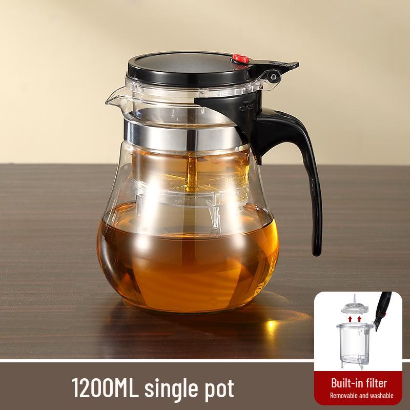 Elegant Glass Teapot Set with Detachable, Washable, Heat-Resistant Filter, and Gift Cup - Customizable Logo Option