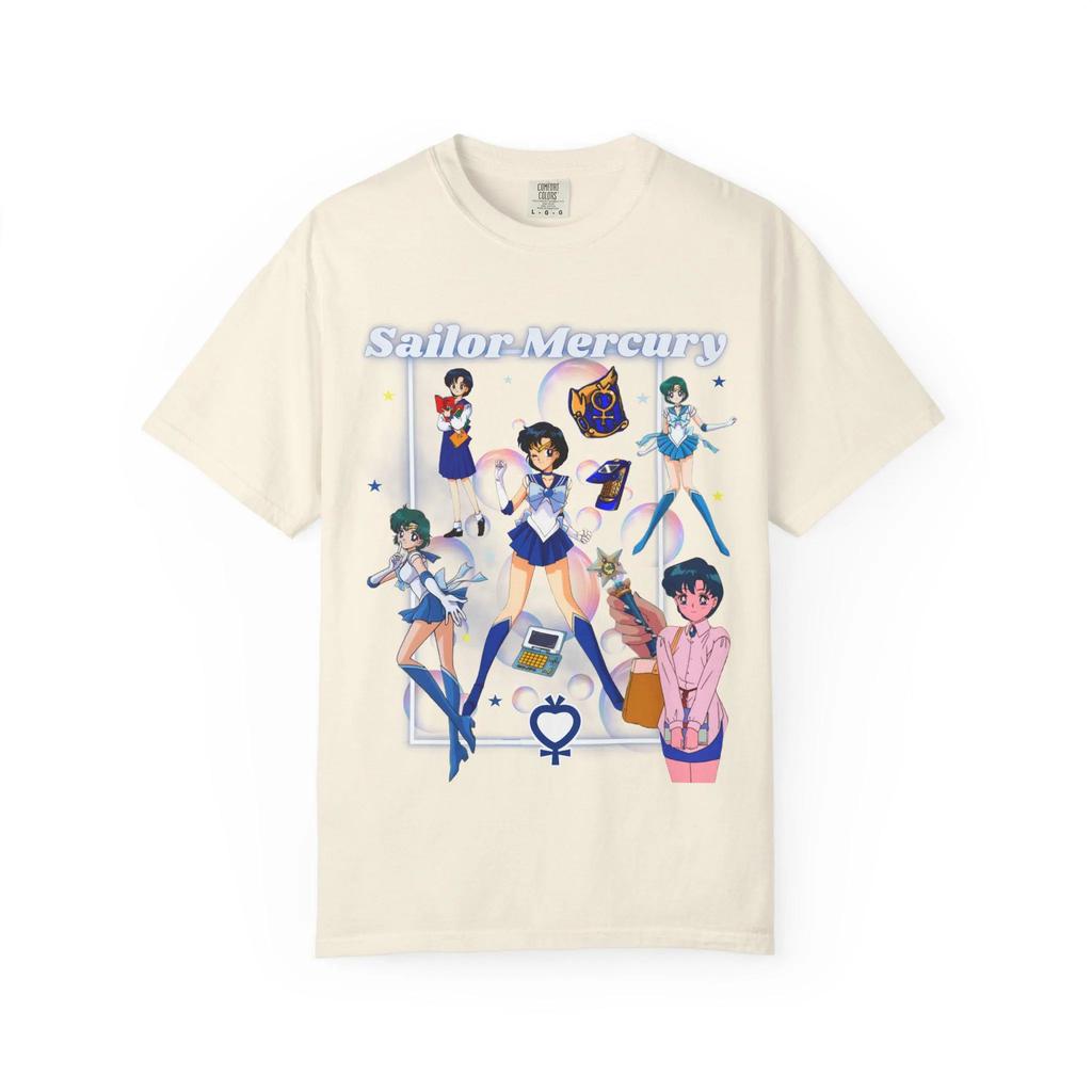 2026 New Cotton Summer Tshirt Sailor Mercury Collage Anime Tshirt   Bubbles  Wand  Mini Computer Accessories