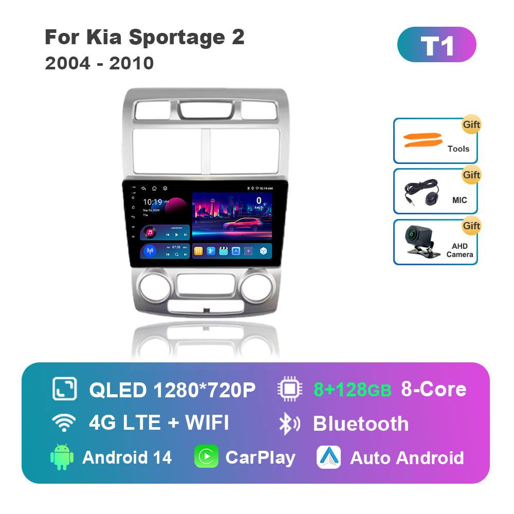 Bluetooth DSP Stereo Car Video Multimedia player for Kia Sportage 2 2004 - 2010 WiFi Android 14 System 4G GPS Touch Screen