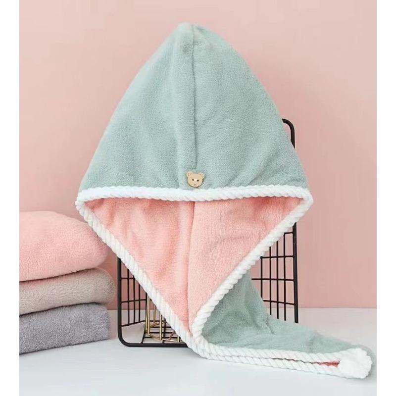 Double-layer Coral Fleece Dry Hair Cap Women's Microfiber Absorbent Quick-drying HeadscarfDry Hair Towel