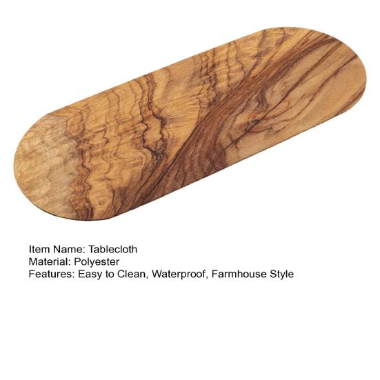 Oval Wood Grain Tablecloth Fitted Tablecloth with Elastic Edges Rustic Waterproof Table Cover for Home Farmhouse Indoor Outdoor Dining