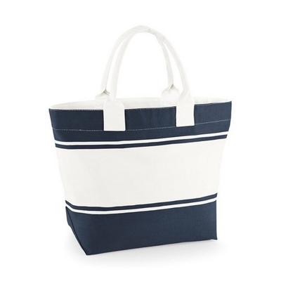Contrast Panel Canvas Tote Bag
