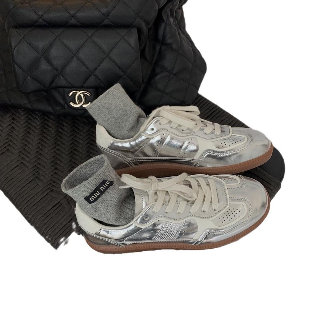 Schaffellversion~ echtes Leder Retro Casual Moralische Trainingsschuhe Damen Sommer neu vielseitig dicksohlige Spleiß atmungsaktive Schnür-Board-Schuhe