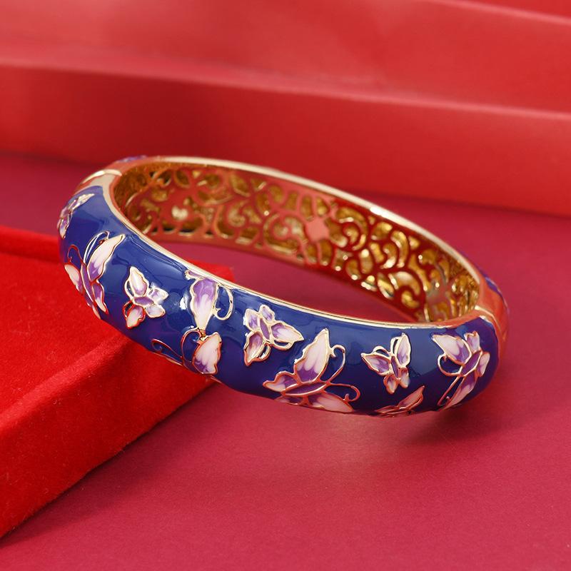 

Beijing traditional copper tire cloisonne bracelet butterfly medium retro palace hollow enamel bracelet women s accessories