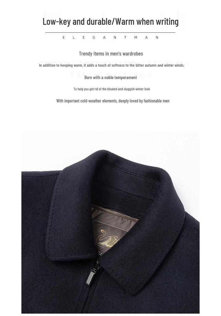 Dad's Wool-Cashmere Double-Faced Jacket with Detachable Down Liner for Autumn/Winter