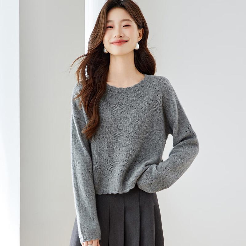 Srcr Women's Short Hollow-out 100% Cashmere Sweater