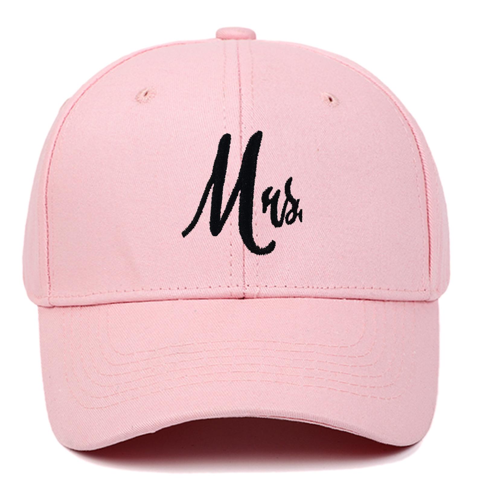 Black MR MRS Embroidered Couple Sun Hat - Versatile Spring/Summer Shade Adjustable