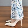 2024 Floral Plaid Elastic Waist Slimming Micro Flare Women's Pants