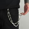 Mode Doppellagige Hosenkette Hip Hop Geschenk Strass Perlen Schlüsselanhänger Imitation Perle Hosen Jeans Kette Herren