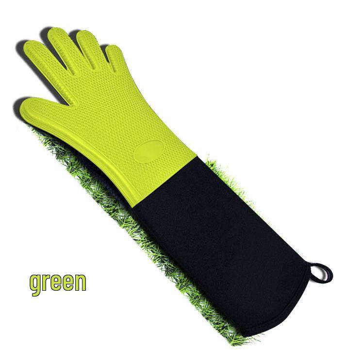Double Layer Honeycomb Silicone Oven Gloves - Heat Resistant Baking Gloves Medium 45cm Long