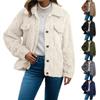 Fall Winter Women's Lapel Fleece Cardigan Long Sleeve Casual Warm Thick Coat For European American