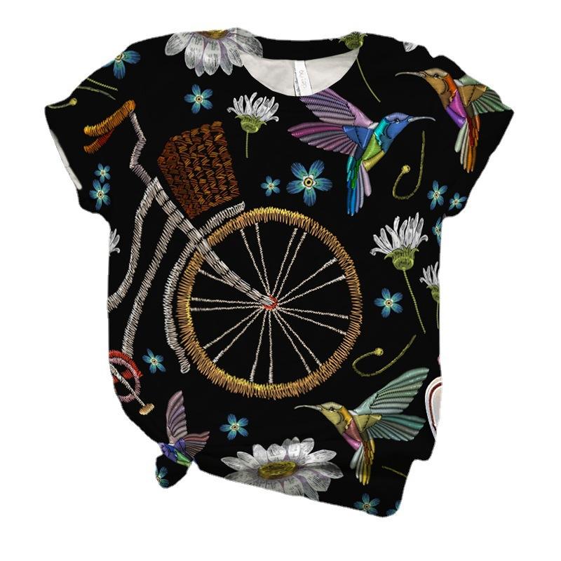 Summer 3D Digital Printed Casual Loose Short Sleeved T-shirt