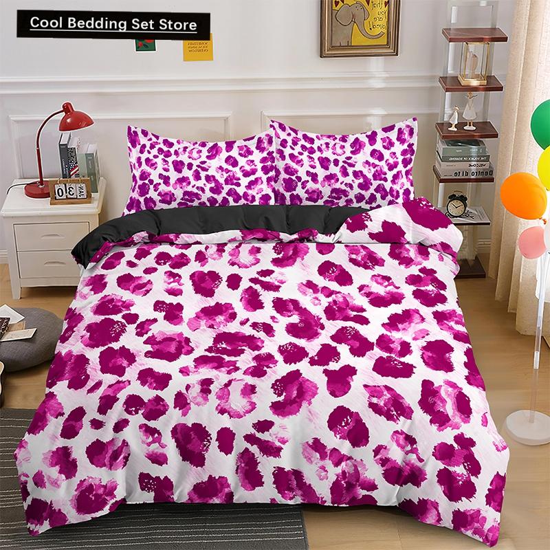 Leopard Print King Queen Duvet Cover Brown Cheetah Skin Pattern Bedding Set for Teens Girl Women Leopard 2/3pcs Soft Quilt Cover