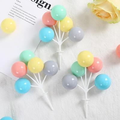 5Pcs/set Ball Cake Topper Pink Blue Ball Cake Decorating Supplies For Wedding Birthday Party Cake Decoration