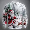 Men's Long Sleeve Shirt Christmas Men's Santa Claus Reindeer Christmas Costume Shirt  Streetwear Casual Comfort Slim Fit Shirts
