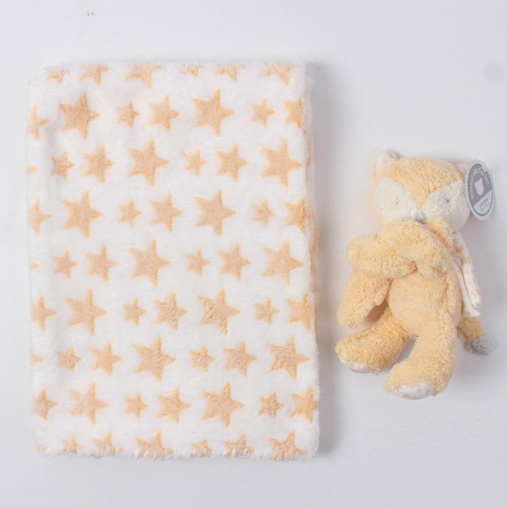 2pcs/set Flannel Plush Baby Blanket Stuffed Animal Baby Sleep Blanket