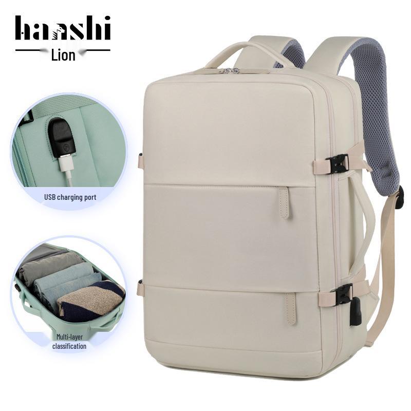 High-End Waterproof Backpack: Women's Leisure Travel, Men's Wet/Dry Separation, Large Capacity Schoolbag, Laptop Compatible.