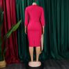 Large Size Women Fashion Patchwork Mid Sleeves Business Dress Ladies Elegant One Piece Skew Collar Sheath Dress