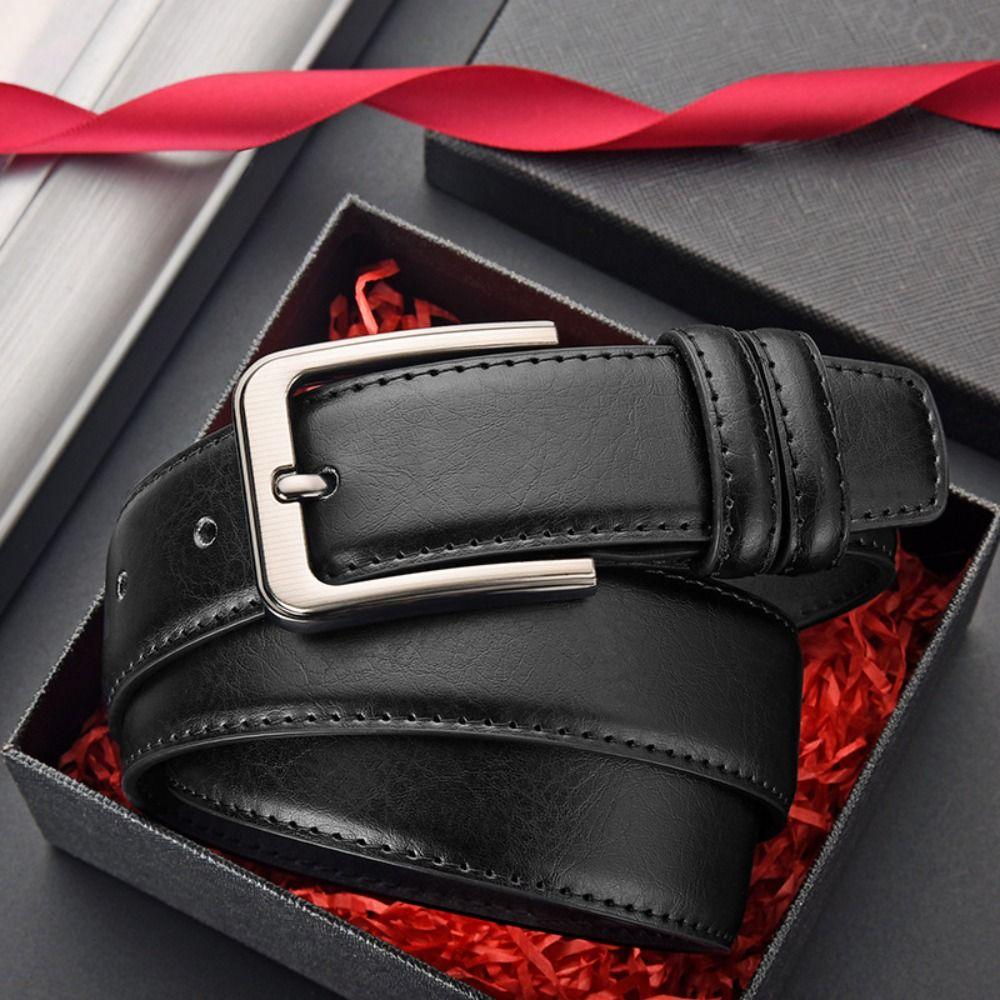 Versatile Men PU Belt Retro Casual Waist Belt Luxury Zinc Zinc Alloy Leather Belt  Elderly People