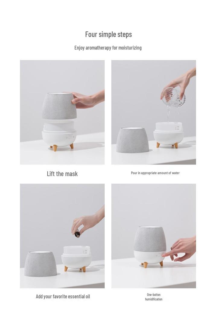 Silk Brocade Aromatherapy Humidifier with Remote Control - Desktop Essential Oil Diffuser for Bedroom.