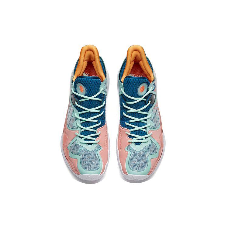 Anta Crazy Tide 4 Slip Resistant Shock Absorbing Durable Mid-Top Basketball Shoes Men Sneakers White Blue Pink 112231106-2