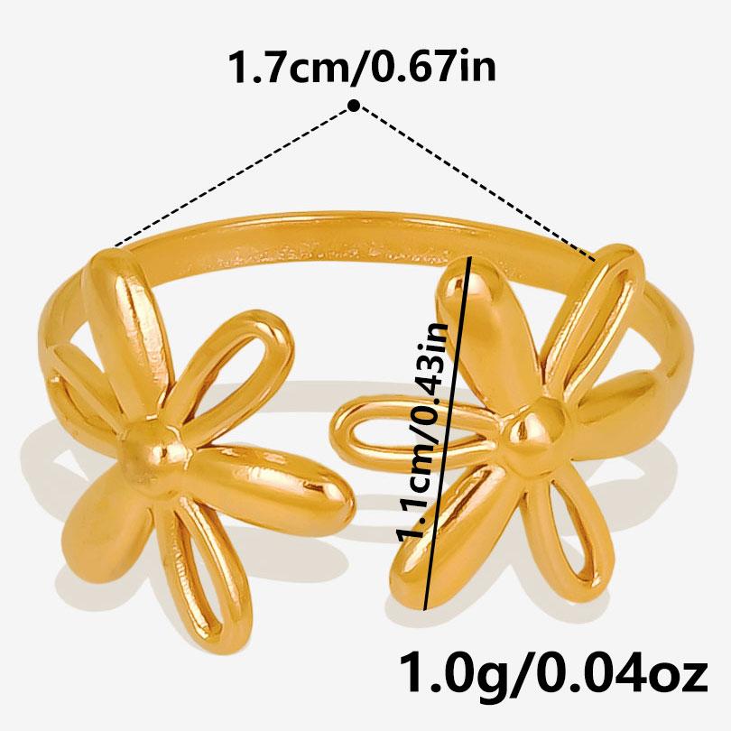 1/6pcs Plant Ring Ginkgo Leaf Tulip Flower Stainless Steel Open Adjustable Rings For Women Men Jewelry Personality Ring Anillos