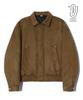 Trillion Suede Rivet Blouson Zip-Up Jacket (Brown)