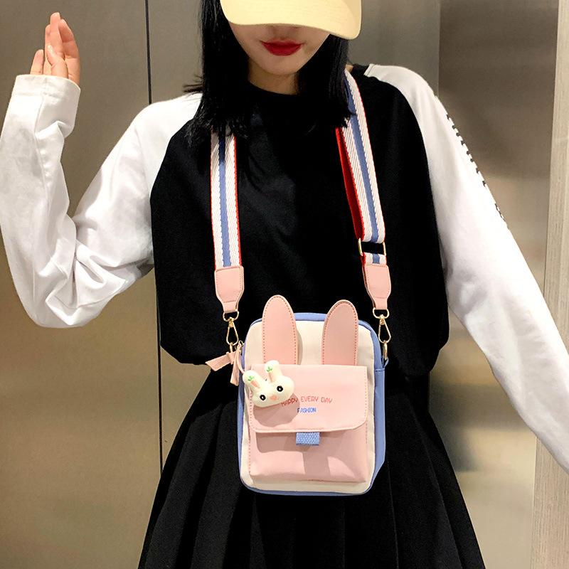 Cute Canvas Bag Female Personality Cartoon Student One-shoulder Cloth Bag Trendy Ins Versatile Crossbody Bag