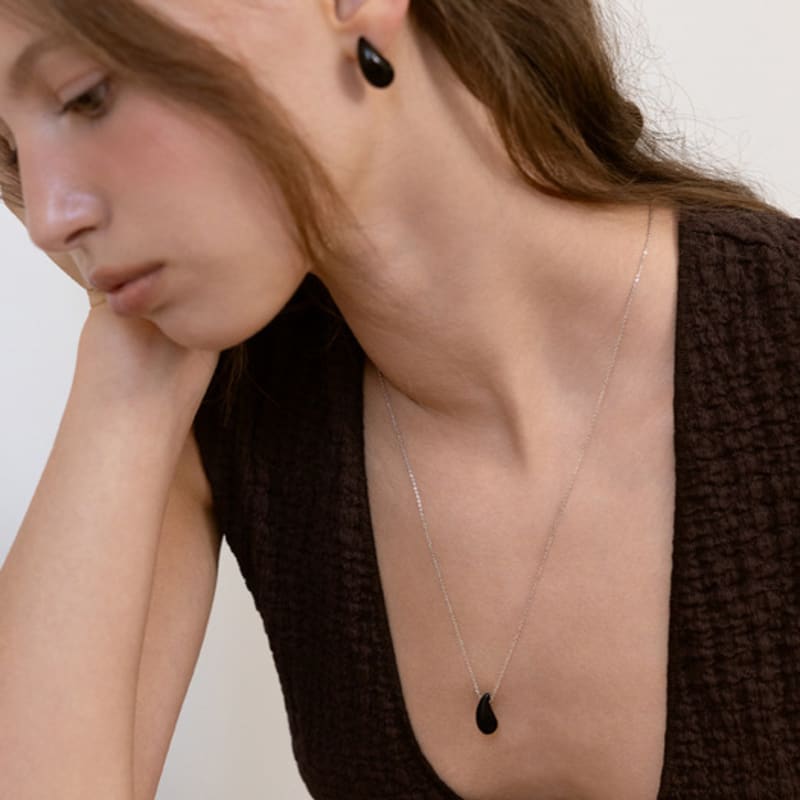 Tatiana (925 Silver) Gemstone Long Necklace NZ2506 Onyx