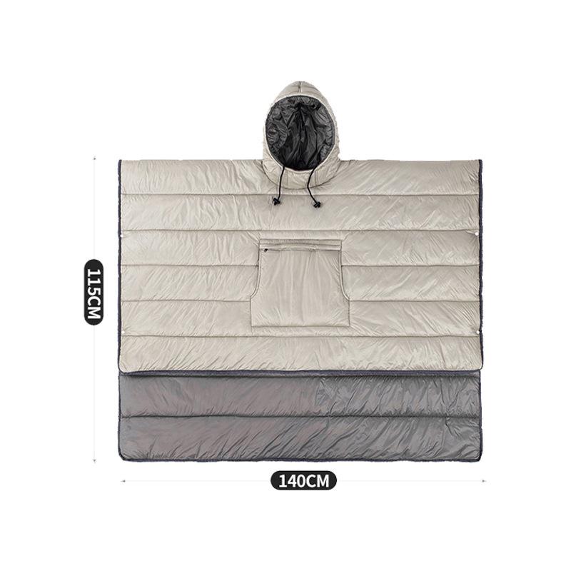 Cape de Camping Épaissie à Capuche d'Extérieur - Chaude, Coupe-Froid, Couleur Unie Sac de Couchage Adulte