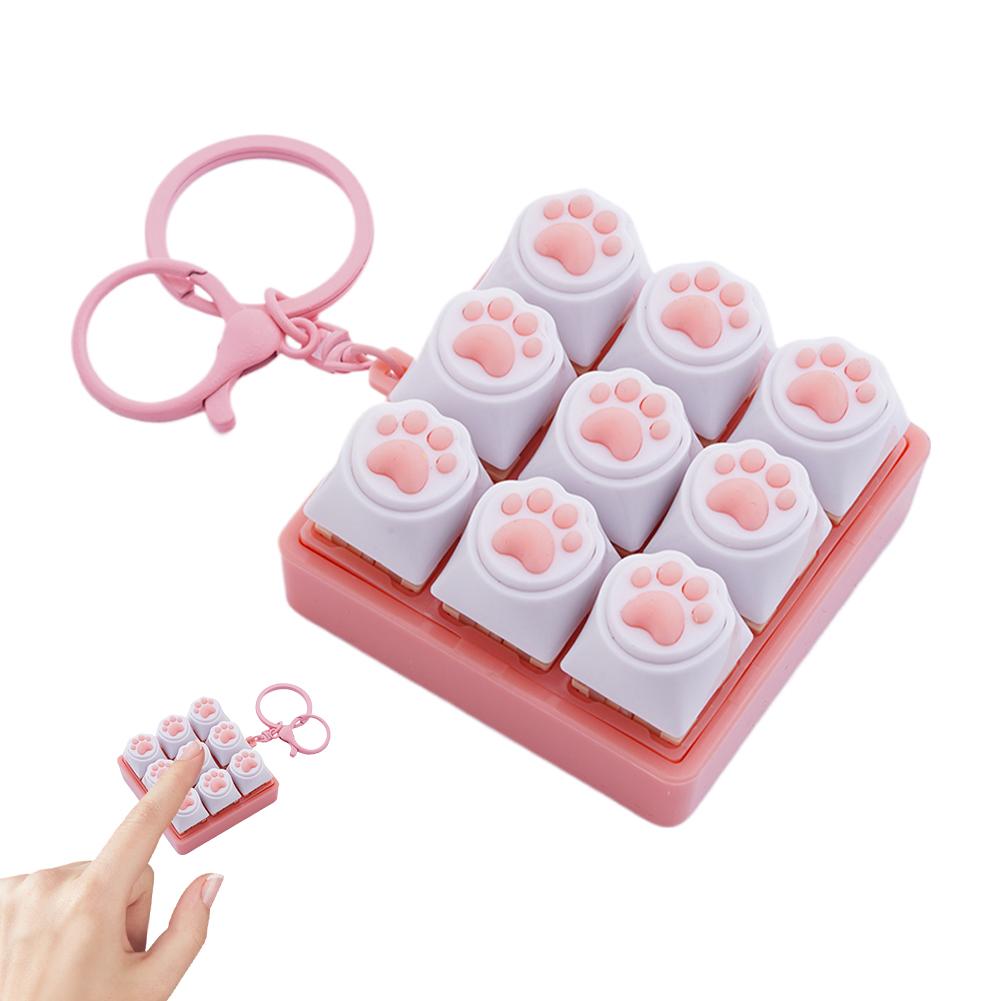 9-Key Cat Claw Keyboard Keychain Fidget Toy Mechanical Press Buttons Sensory Decompression Toy For Adult Kids Stress Relief