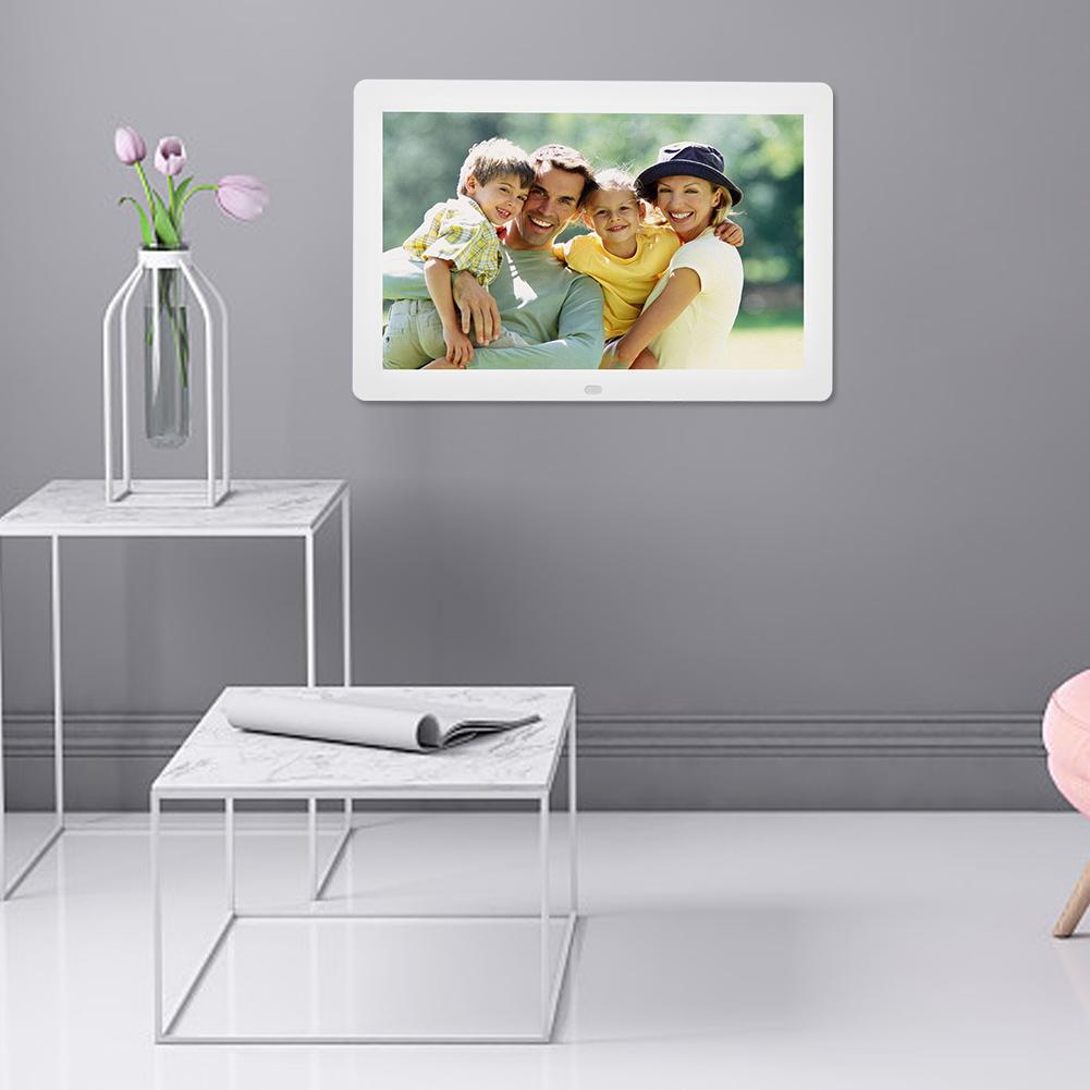 12Inch 1280*800HD Digital Photo Picture Frame Alarm Clock Movie Player Album Remote Control White