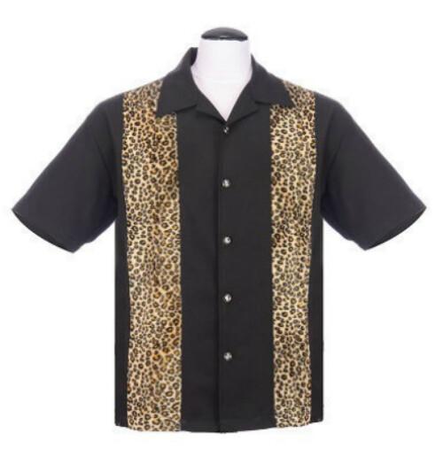 STEADY CLOTHING MEN S BOWLING SHIRT FUZZY LEOPARD PANEL  Unisex T-Shirt XL