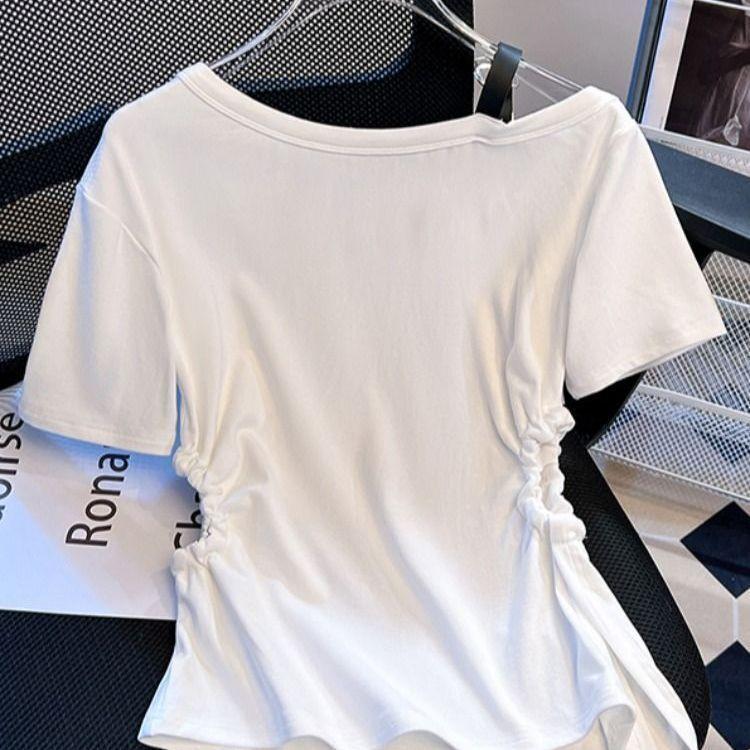 Girls Y2K Tops Loose Long Style Short Sleeve Tees For Women's T-shirts Fashion Lady Street Wear Party Tops Casual T-shirts Printed Large Size T-shirts